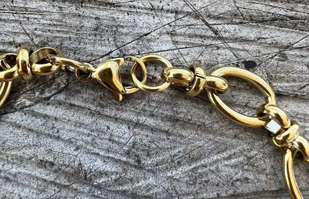 14K Gold plated Hollow Oval Link Bracelet Stainless Steel womens jewelry