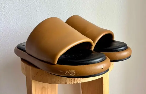 Proenza Schouler 20mm Pipe Padded Slide Sandal - Brown Leather Sz 39