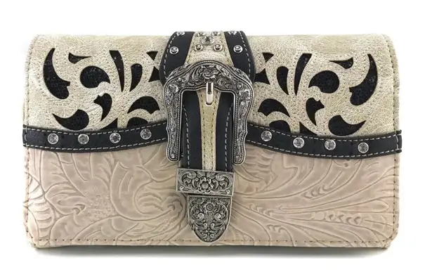 Western Shine Belt Buckle Crossbody Wallet.