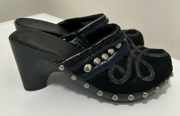 Laura Ashley Pennington Beaded Mules Black Silver Size 9