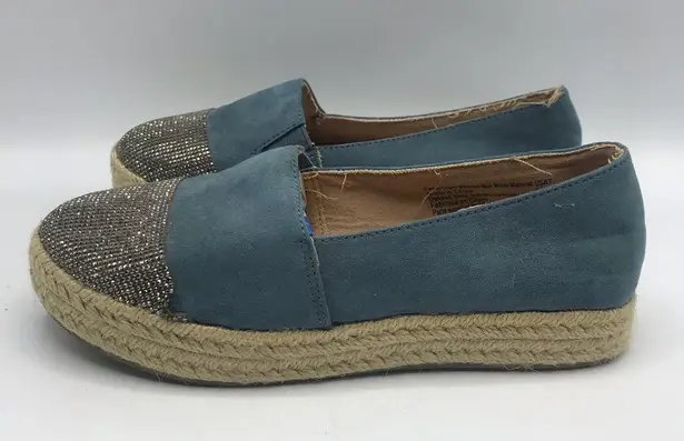 Brash Blue Sequin Espadrille Platform Flats  7