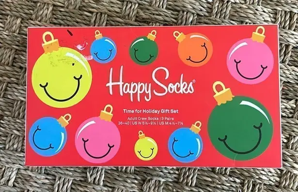 Happy Socks Holiday Classic Gift Set of 3 Crew socks, W 5.1/2