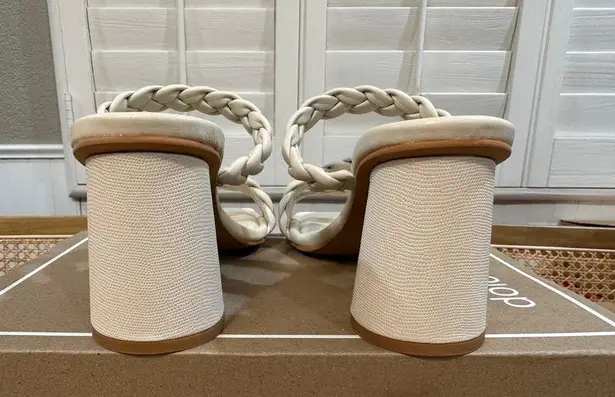 Dolce Vita Pang Heeled Sandals Ivory Stella Size 8 NIB Braided Slip On Strappy White