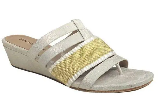 Donald Pliner Donald J Pliner ᪥ Dara Mesh Wedge Leather Sandals ᪥ Silver Gold Metallic ᪥ 8.5M