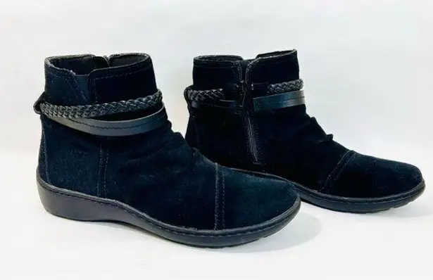 Clarks  Womens Cora Braid Boot Black Suede Ankle Boots size 8 - Image 1