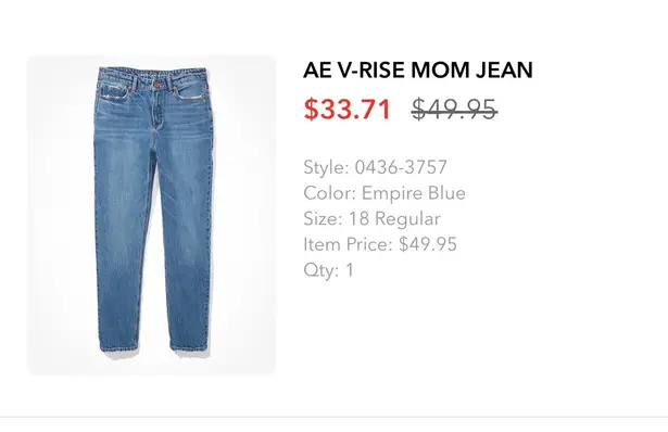American Eagle V rise mom jean