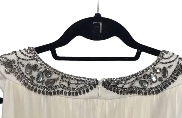 Marchesa Notte Silk Dress Embellished Beaded Neck bridal engagement wedding Size 10