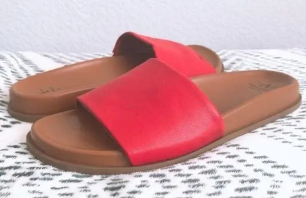 Aquatalia Slide Sandals Leather Red, Size 6 NEW