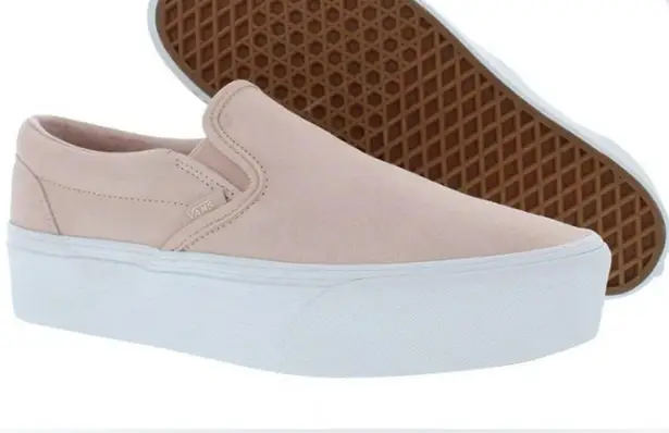 Vans New Women  Classic Slip On Rose Light Pink Platform Shoes Size 10.5