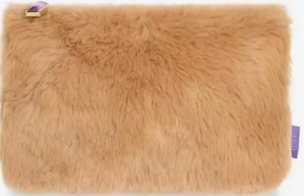 Ipsy Caramel Fauz Fur Glam Cosmetic Bag