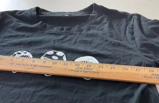 Mushroom Print Black Crop Top T