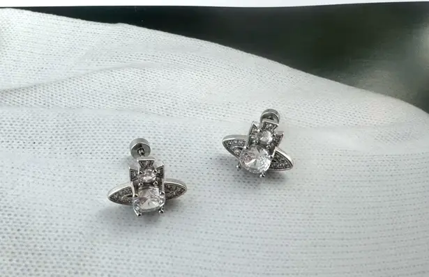 Universe Planet CZ Stud Earrings for Men Women Streetwear Hip Hop Unisex Style Silver