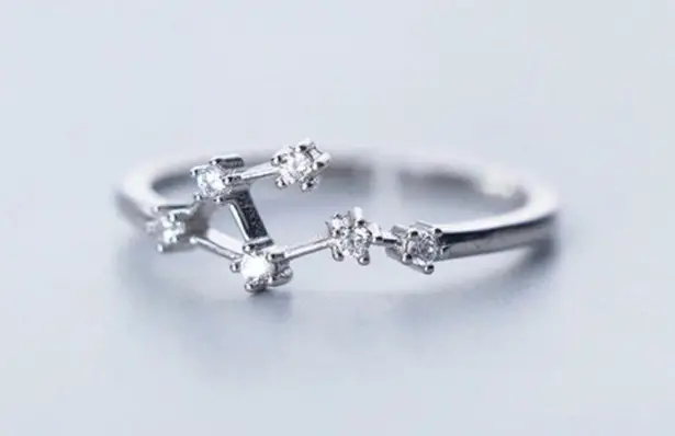 925 Silver Libra Zodiac Necklace & Adjustable Ring