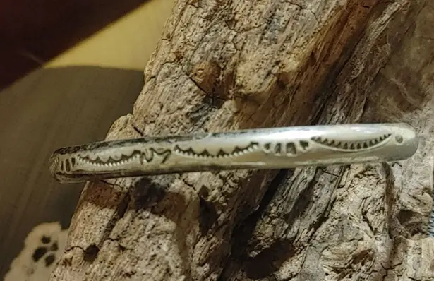 Antique Sterling Silver Native Cuff Bracelet Detailed Etched Patterns Stamped