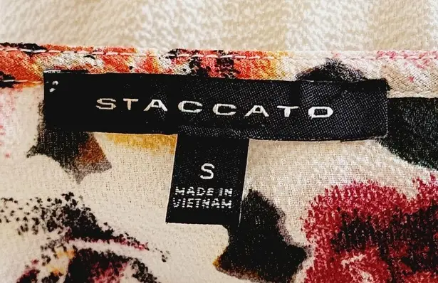 Staccato Stitch Fix White Floral Crepe Ruffle Cold Shoulder Blouse Size Small