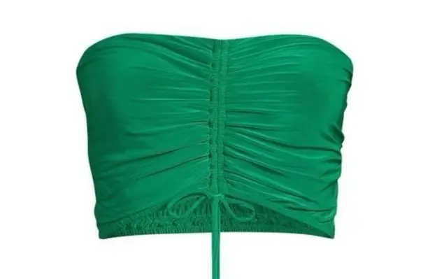 MISA Los Angeles NWT Thera Bandeau Ruched Crop Top Kelly Green, Sz Large