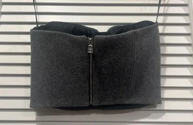 LaQuan Smith $525 Boiled Wool Bustier Top Heather Gray Size Medium NWT