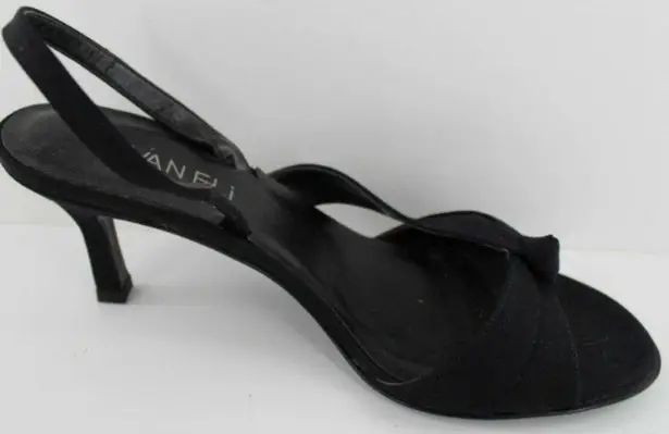 Van Eli Laban Black Fabric Open Toe Slingback Heel Size 6
