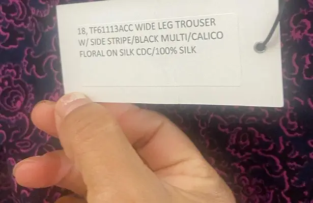 Derek Lam 10 Crosby Wide Leg trouser Pants with strip Calico floral on Silk