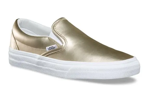 Vans  classic slip on muted metallic gold/true white womans 9.5 men’s 8 NWT