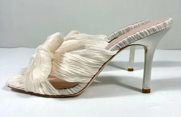 Loeffler Randall Claudia Top Knot Bow Heel Mule Sandals Pearl 9.5 NEW