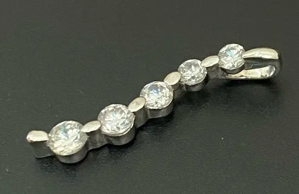 Sterling Silver Vintage Signed 925 Journey Clear Cubic Zirconia CZ Drop Pendant