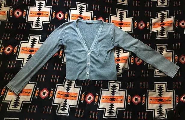 Sparkly cropped cardigan, glitter cardigan, silver cardigan Size XS
