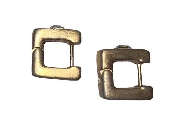 Vintage Stamped 14k Gold Wide Square Huggie Earrings