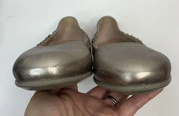 ECCO Size 8 Ballet Flat Shoes Incise Enchant Metallic Bronze Leather Ballerina Gold