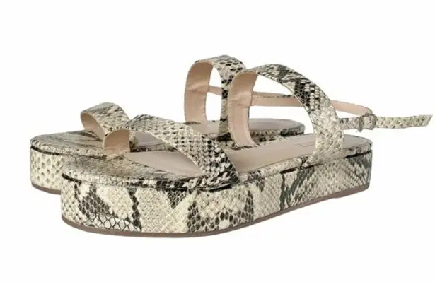 Schutz NEW  Sally Leather Embossed Snake Print Flatform Sandals Women’s Size 7