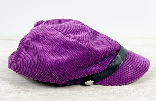 LRL Lauren Ralph Lauren Purple Corduroy Women's Newboy Cabbie Hat OS Y2K 90s