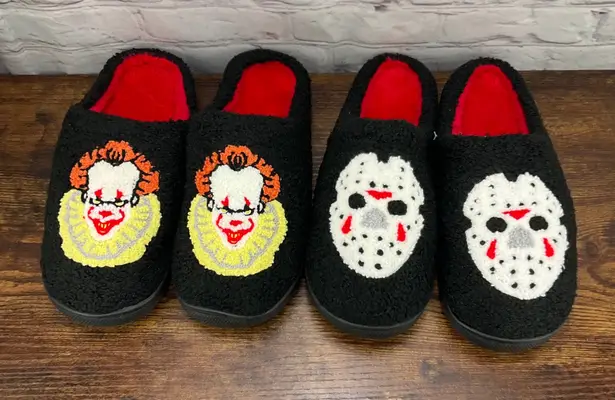 Novelty Horror Movie Slippers Set IT Pennywise Friday the 13th Jason Voorhees Black Size 5