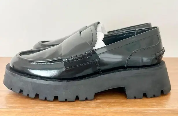 Tony Bianco NWT  Brooklyn Hi Shine Leather Loafer Shoes Black Women's Size 7.5