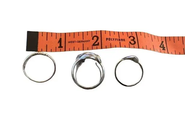 Lot of 3 Vintage Rings Silver Tone Heart Moon Stars