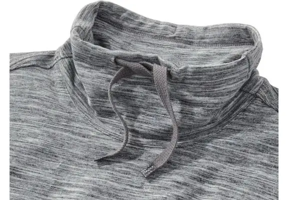 LL Bean Gray Marled Cozy Mixed Knit Pullover Funnelneck Pocket Sweatshirt MEDIUM