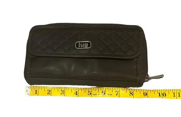 Lug Quilted Flap Snap Zip Around RFID Organizer Large Wallet Nylon Black
