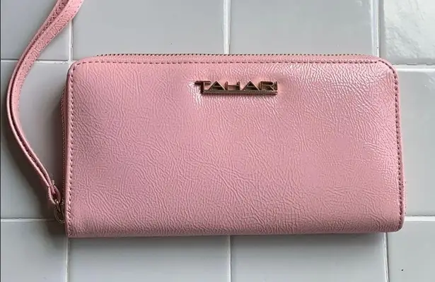 Tahari pink wristlet/wallet