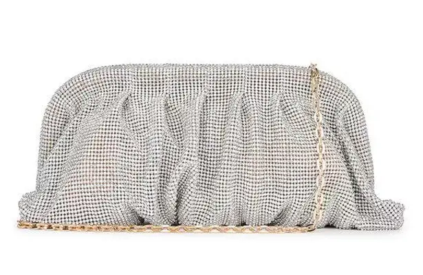 8 Other Reasons Rhinestone Clutch Silver Cocktail Formal 10x5x3 Chain Crossbody