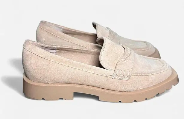 Dulce Vita Chunky Academia preppy lug sole Elias Dune Suede almond Toe Loafer 11 Tan