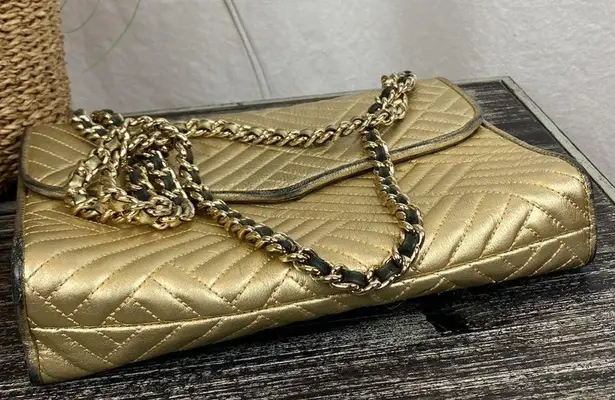 Hilary Radley Rebecca Minkoff Gold Quilted Chain Shoulder Handbag
