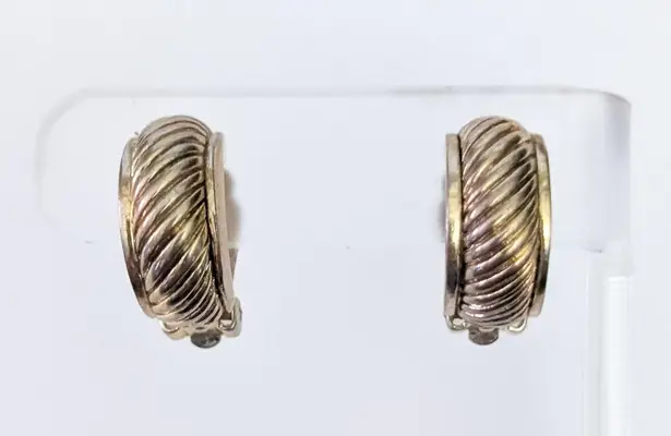 Vintage Clip On Earrings Statement Hoops Just Over 0.75" Chunky Gold