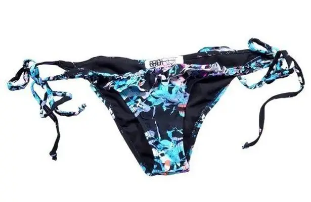 Beach Riot Swim Bikini Bottom Blue Black Floral Tropical Women's Size Large