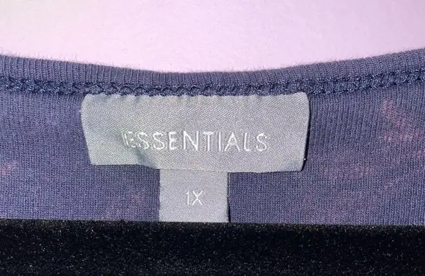 Vintage Essentials Size 1X Graphic V Neck Top Pastel Y2K Fairy Whimsical Blue