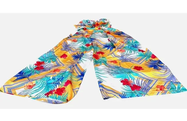 L' Atiste by Amy Palazzo Pant Jumpsuit Medium One Piece Floral Plunge Ties Zip Yellow Size undefined