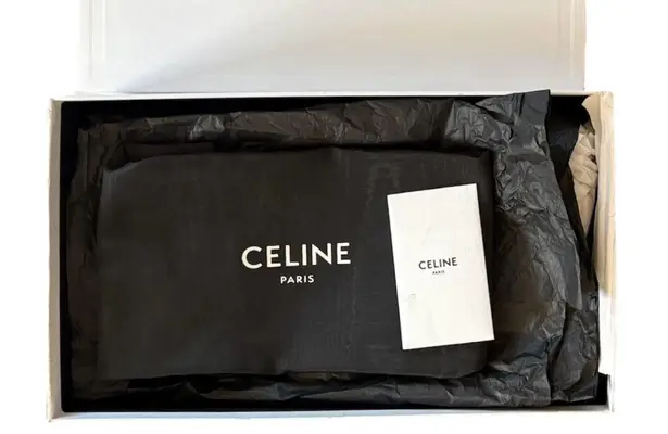 CELINE NEW Women’s Academy Polished Bullskin Triomphe Chain Loafers 39EU Black