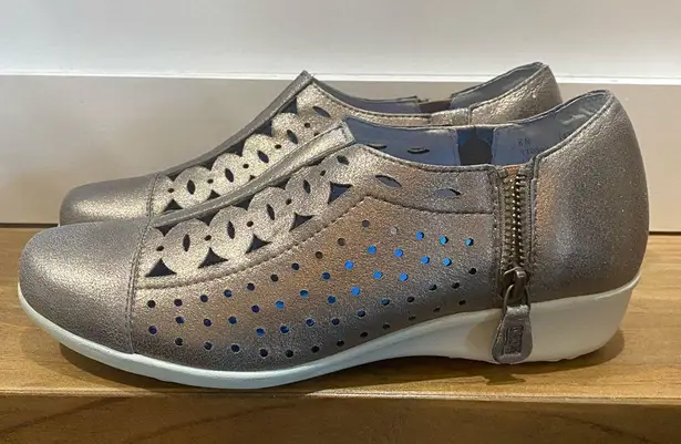 Drew Metro Shoes Women's 8N Metallic Taupe Leather Slip On Orthopedic Rt $160