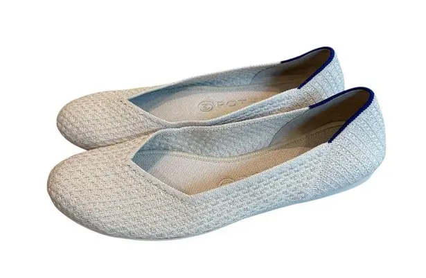 Rothy's The Flat in Salt Honeycomb Round Toe, Sz 9 Silver