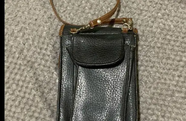 Black crossbody bag with removable/adjustable brown strap GUC