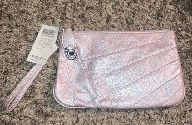 Arden B Light Pink Pearlized . Leather Wristlet