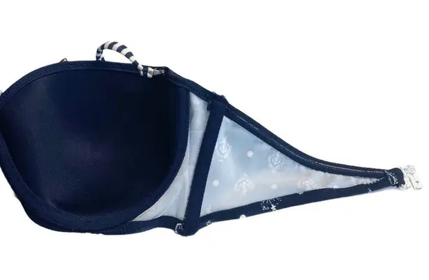 Timeout ᯾ Nautical Print Bandeau Bikini Top ᯾ Navy White Anchors + Stripes